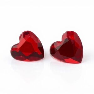 Rhinestone Heart Stud Earrings (Set of 3-Pink, Purple, Red)